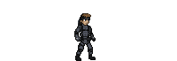 animated sprite of solid snake running and hiding under a box